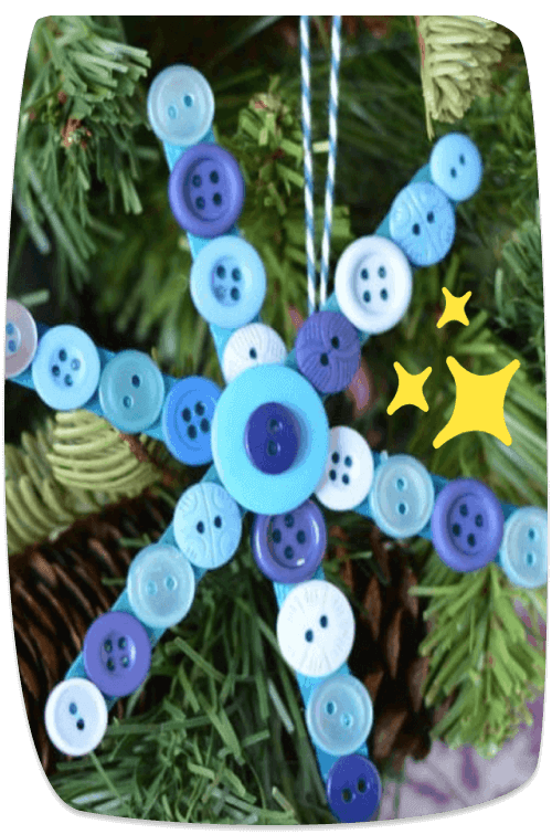 button and sticks tree decoration